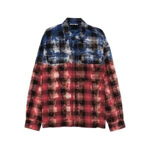 PALM ANGELS Bleached Plaid Flannel Shirt Men BLUE Shirts